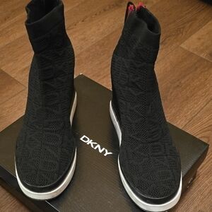 DKNY Black Knit Ankle Boots